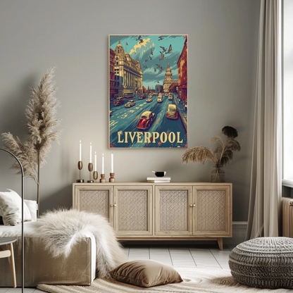 Historic Liverpool Downtown Travel Poster