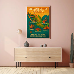 Vibrant Cities of Mexico Poster