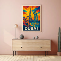 Vibrant Dubai Description Experience the dynamic fusion of tradition Poster