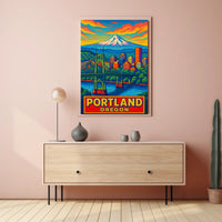Portland, Oregon Vibrant Cityscape Poster