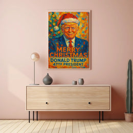 Donald Trump Christmas Stylized Portrait Political Poster