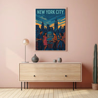 Vibrant Rooftop Cityscape Skyline Poster Modern Wall Art