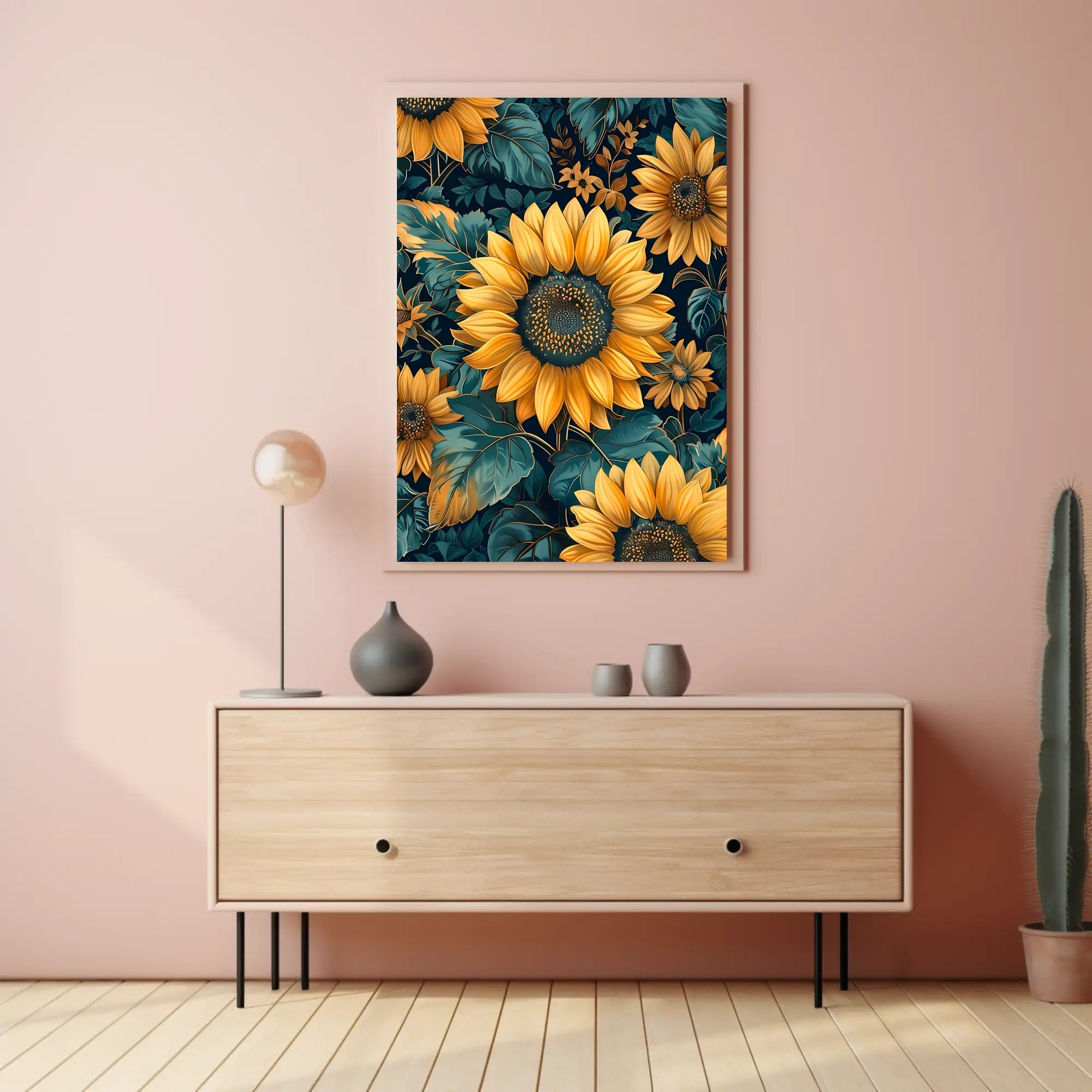 Vibrant Sunflower Botanical Art Print - Abstract or Artistic Poster