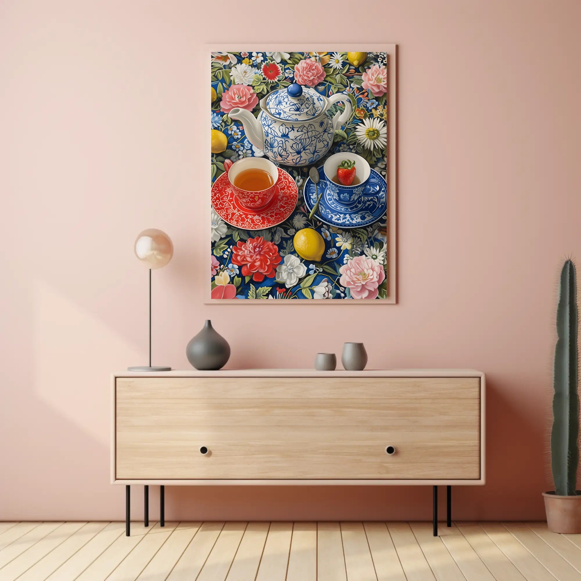 Vibrant Tea Scene Artistic Poster PosterGoat