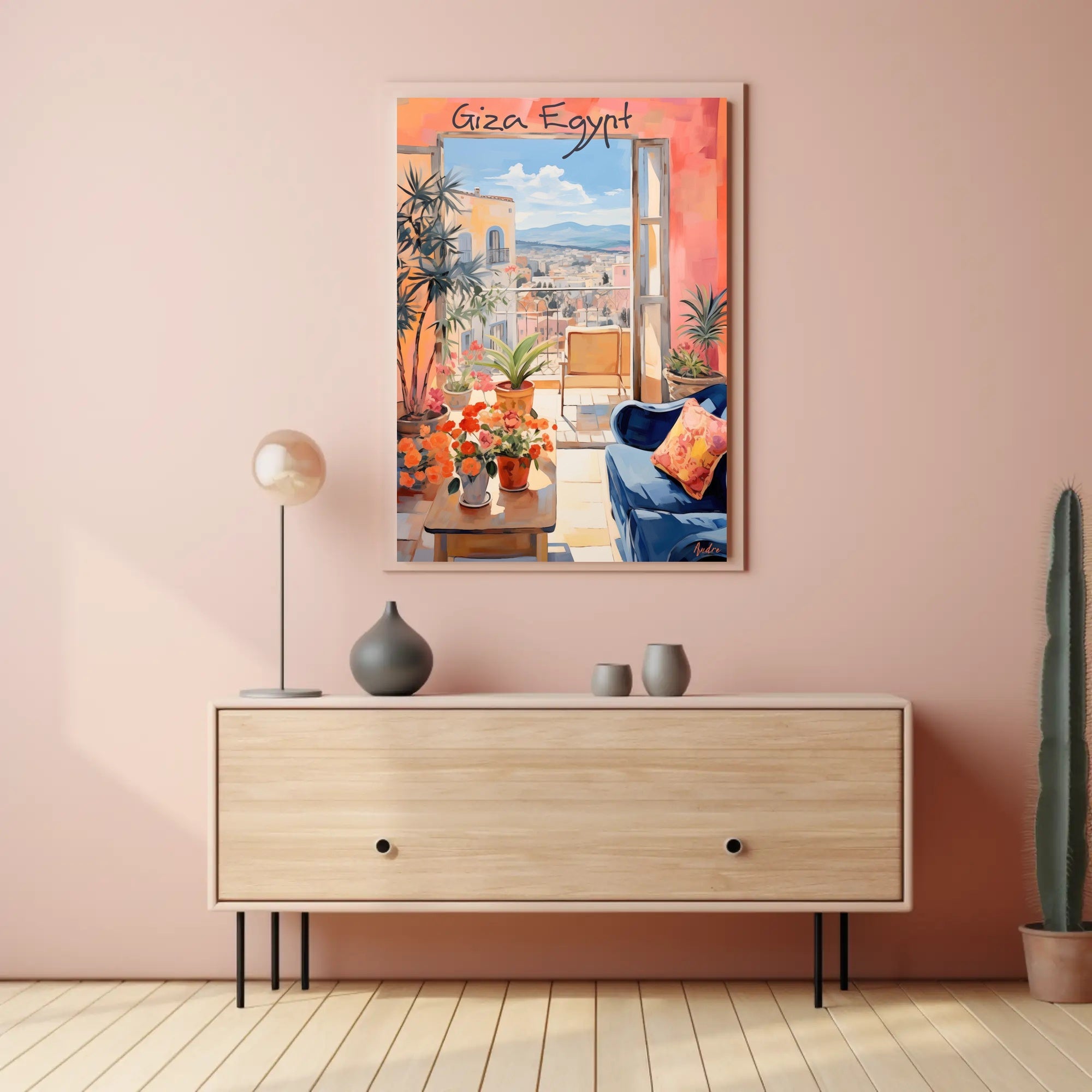 Serene Balcony in Giza Poster