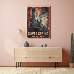 Silver Spring Travel Nostalgia Retro Folk Art Poster