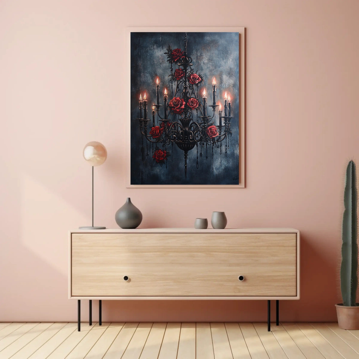 Gothic Chandelier and Rose Poster Poster