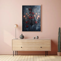 Gothic Chandelier and Rose Poster Poster