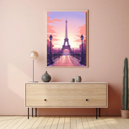 Eiffel Tower Sunset Art Print: Urban or Cityscape Poster