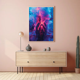 Mystical Hands in Neon Smoke Poster PosterGoat