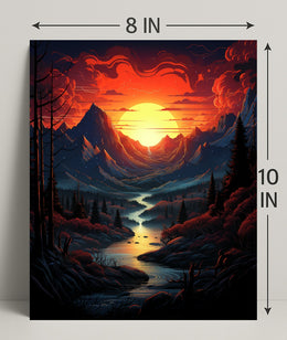 Radiant Mountain Sunset Poster