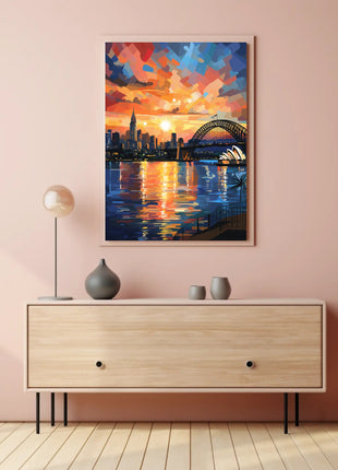 Sydney Sunset Over Iconic Landmarks Travel Poster