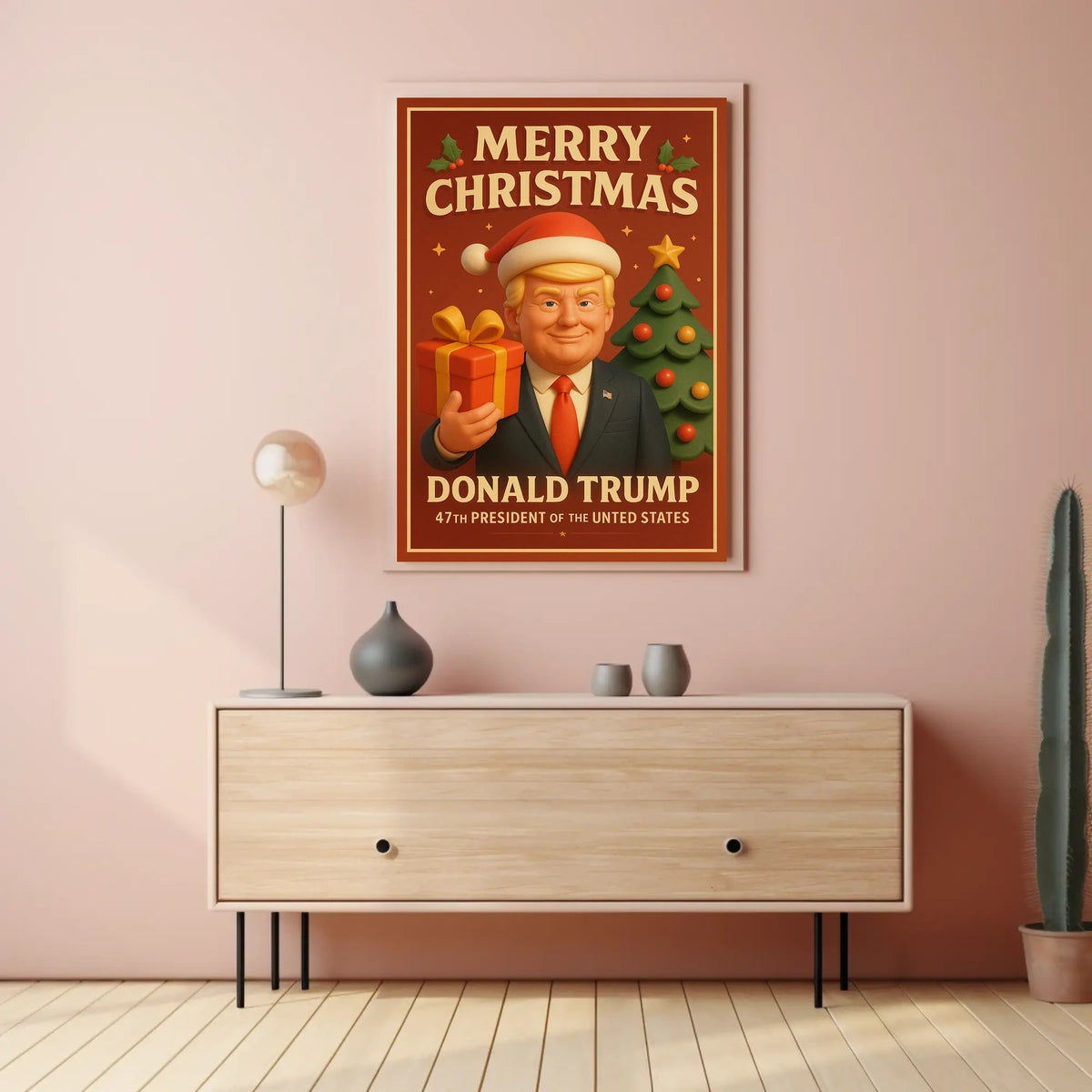 Festive Christmas Greeting Poster with Cartoon Santa Theme