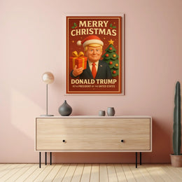 Festive Christmas Greeting Poster with Cartoon Santa Theme