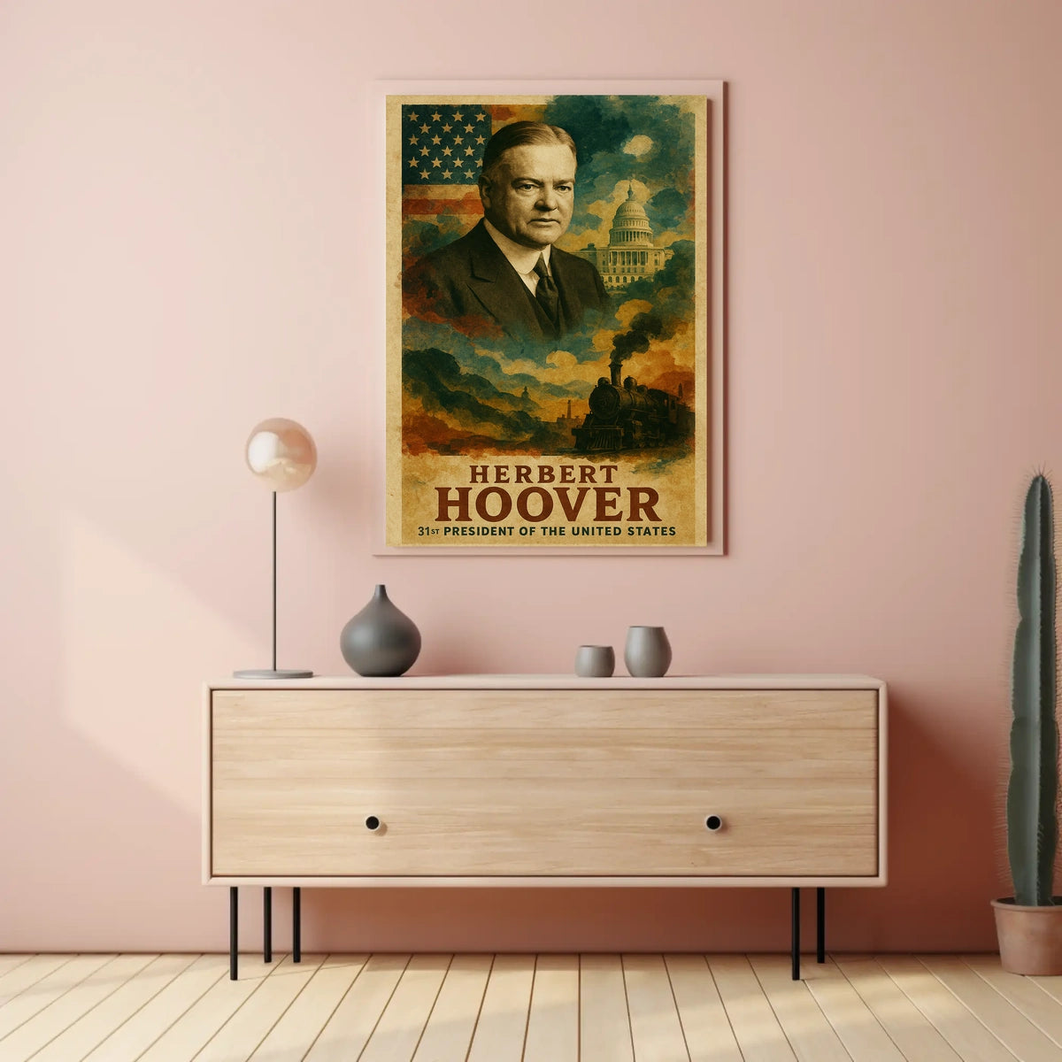 Herbert Hoover 31st President of the United States Layered Digital Collage Poster