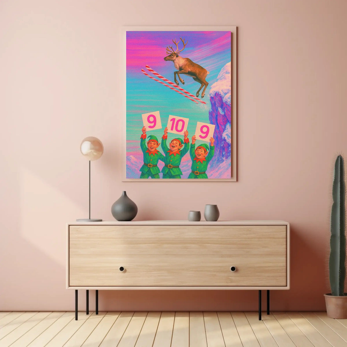 Reindeer Ski Jump Spectacle Poster