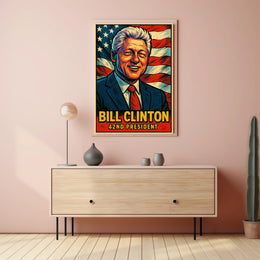 Bill Clinton 42nd President Poster Wall Art Decor Home
