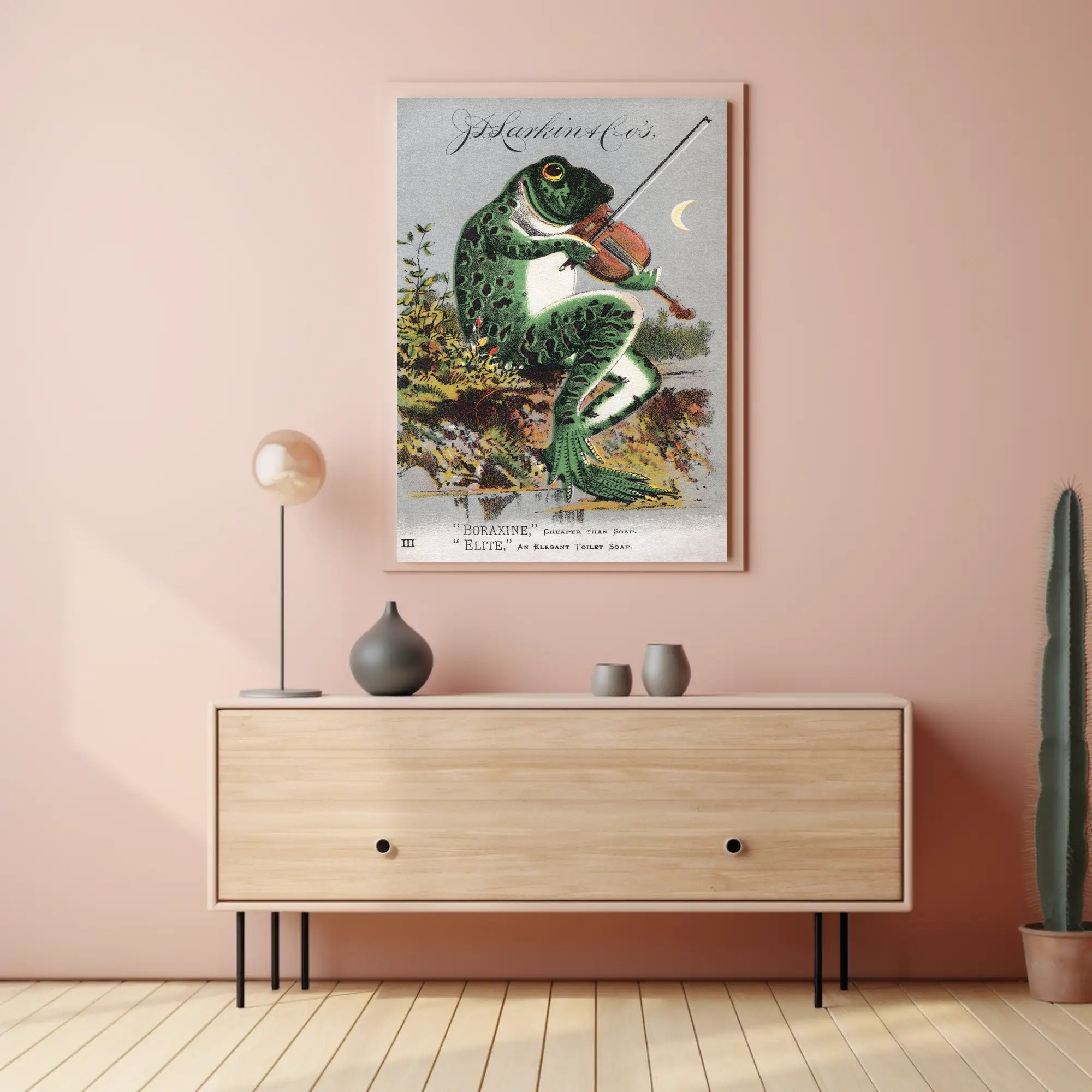 Whimsical Frog Playing Violin Vintage Advertisement Poster PosterGoat