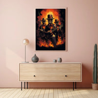 Inferno Groove Fiery Cyberpunk Trio Music Poster