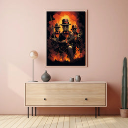 Inferno Groove Fiery Cyberpunk Trio Music Poster