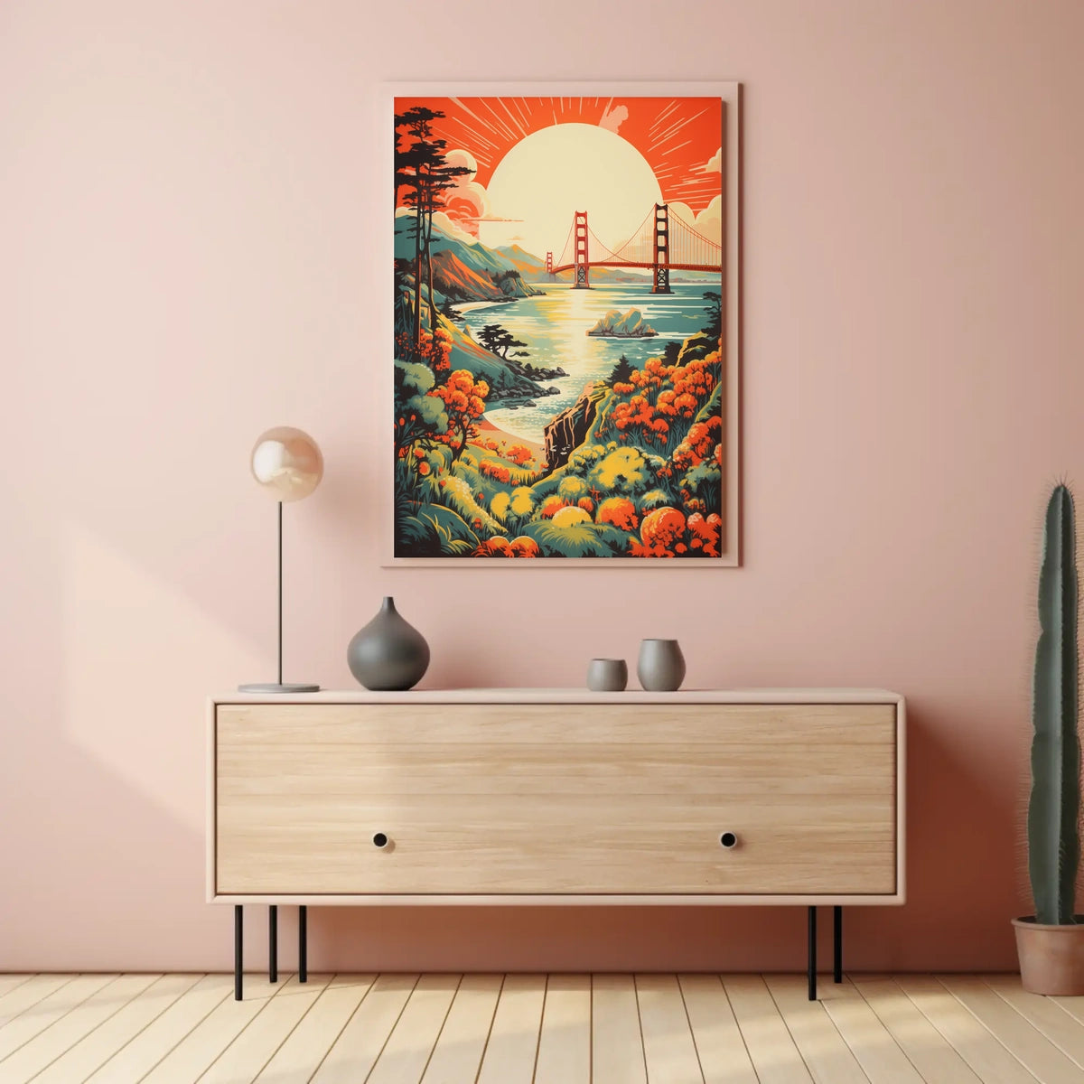 Golden Gate Bridge Vintage Travel Art Travel Poster