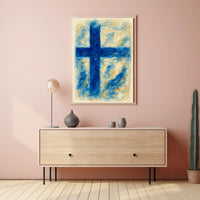 Abstract Blue Cross Abstract Poster