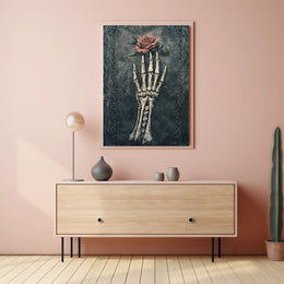 Skeletal Hand and Rose Gothic Artwork Poster
