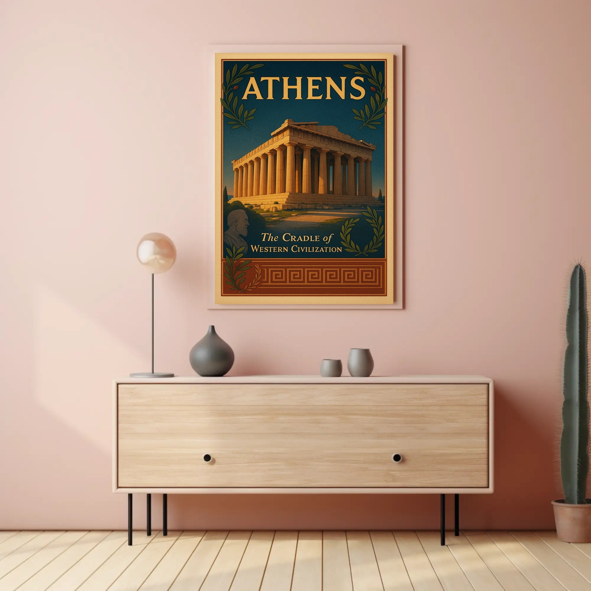 Athens Parthenon Vintage Illustration Cultural or Heritage Poster