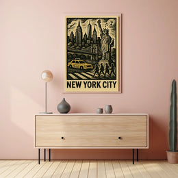 New York City Iconic Skyline Poster Vintage Wall Art