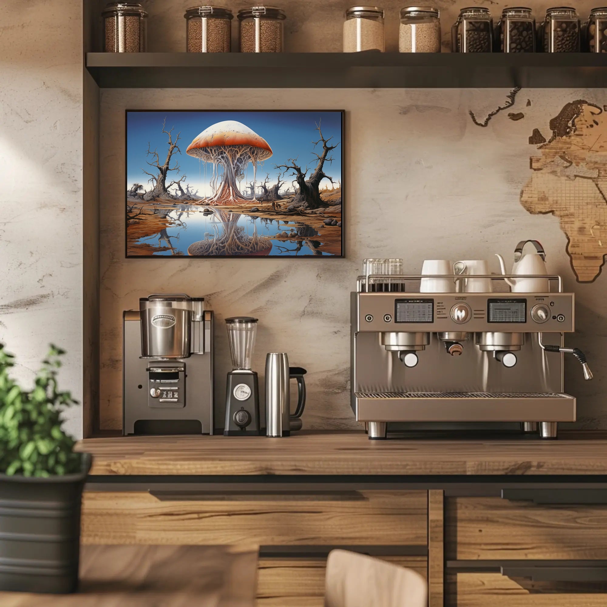 Surreal Mushroom Landscape in a Fantasy or Mythology Poster