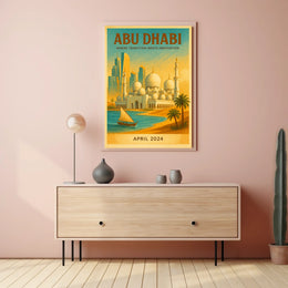 Abu Dhabi Fusion Vintage Travel Art Travel Poster