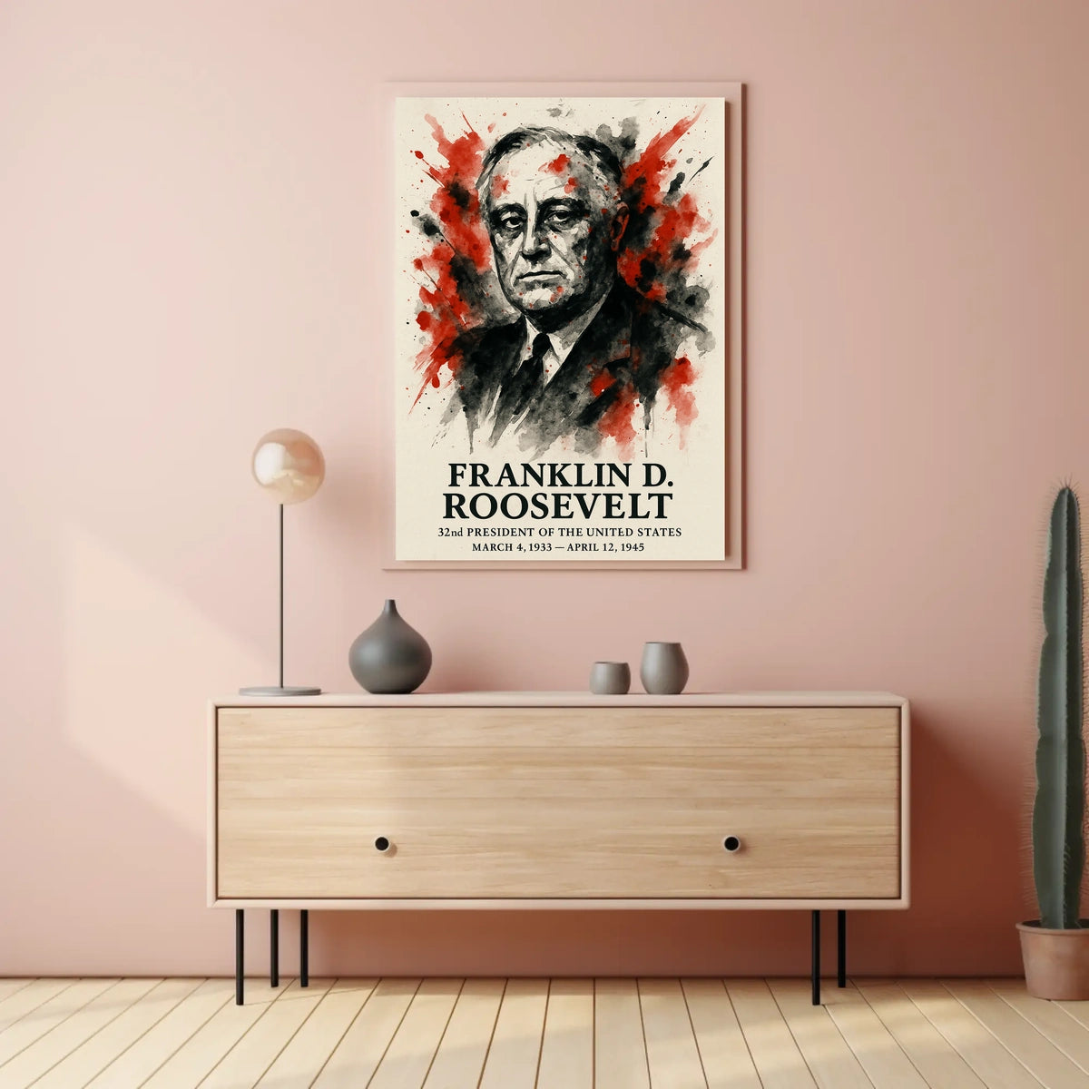 FDR Patriotic Portrait Vintage Historical Presidential Poster