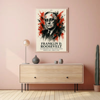 FDR Patriotic Portrait Vintage Historical Presidential Poster