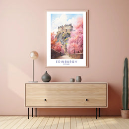 Edinburgh Castle Blossoms: Travel Art Poster PosterGoat