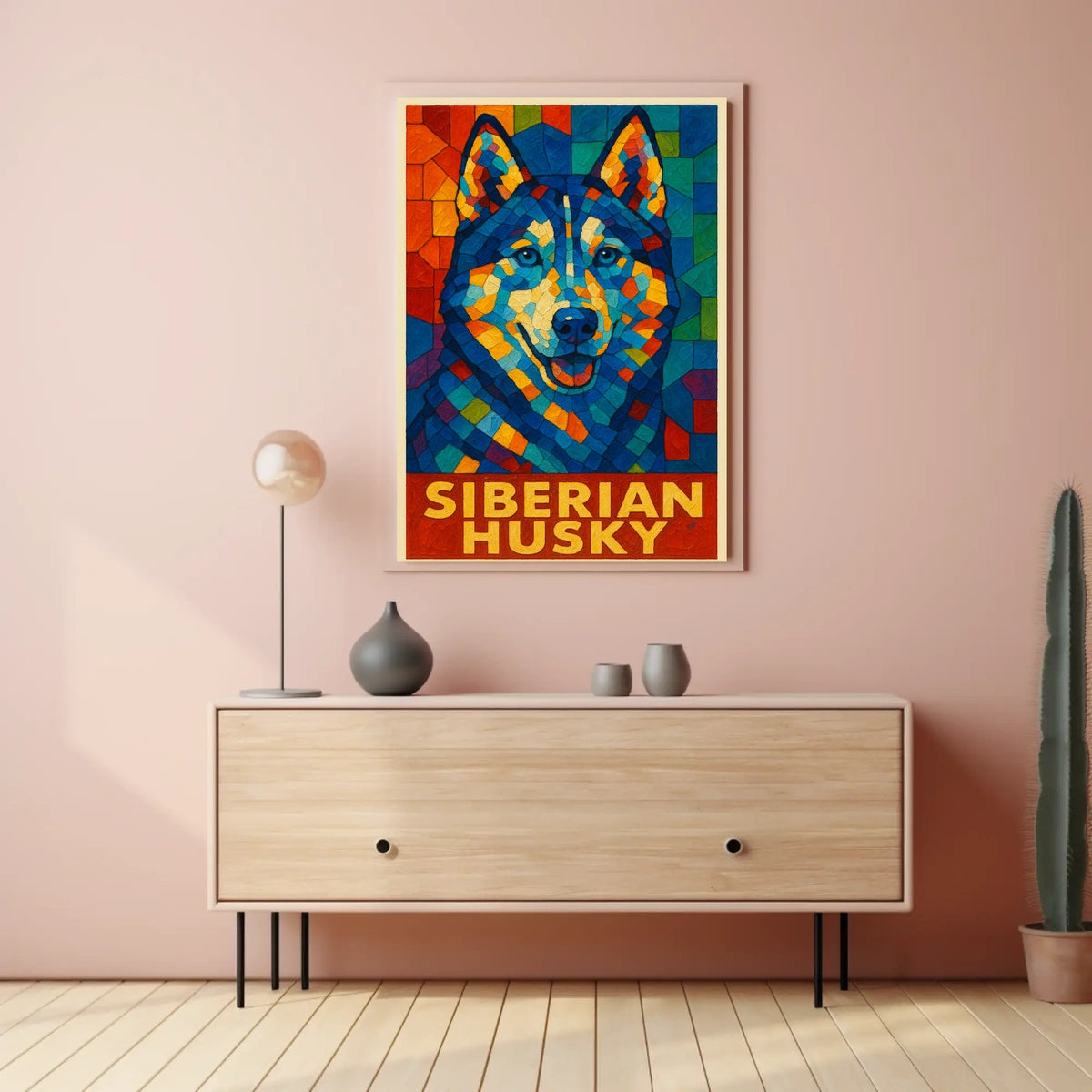 Siberian Husky Mosaic Art Poster