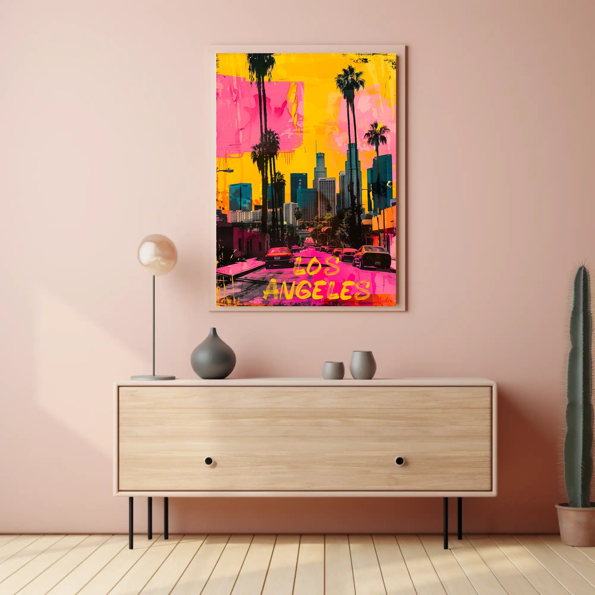 Vibrant Los Angeles Skyline Pop Art Urban Cityscape Poster