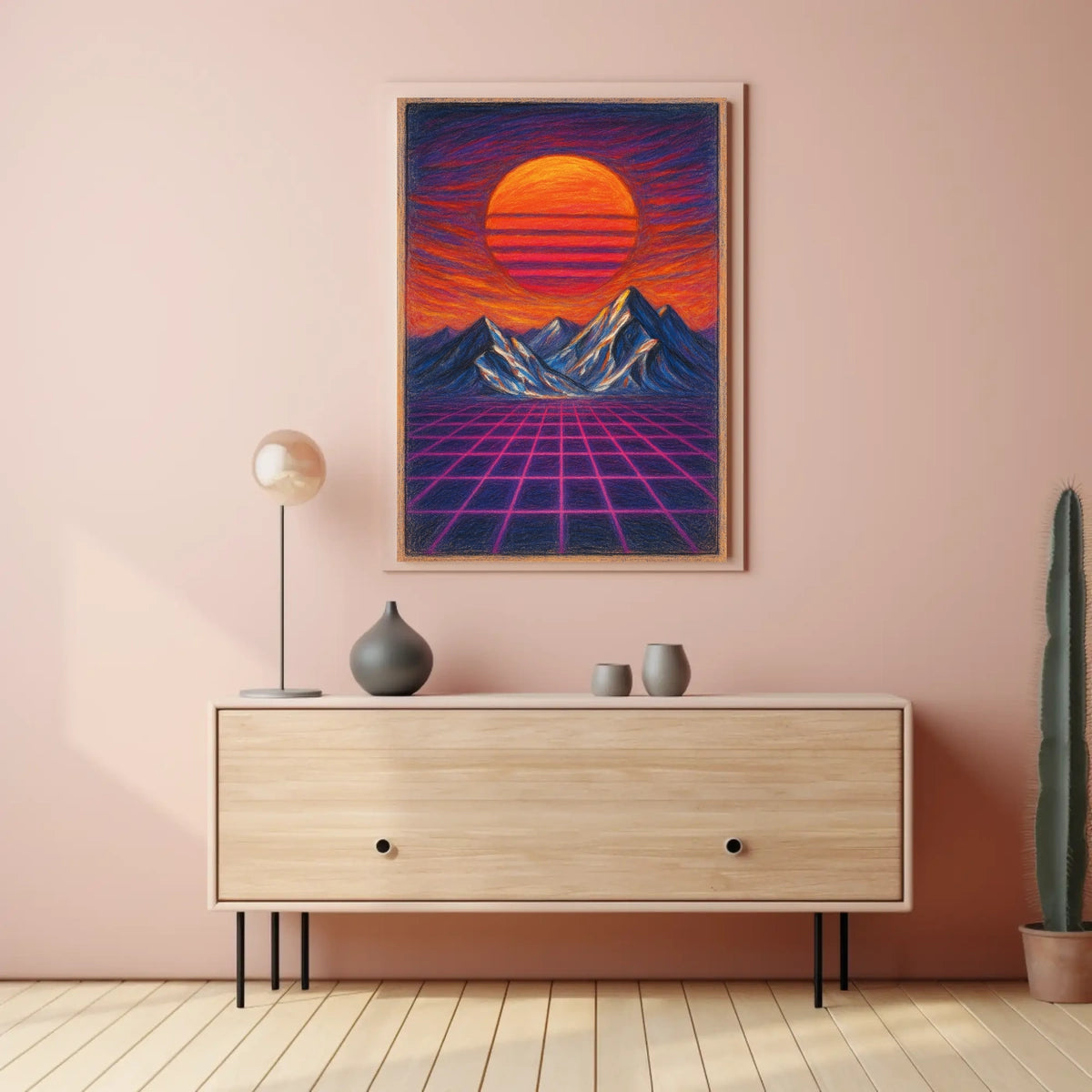 Retro-Futuristic Sunset Vaporwave Futuristic Sci-Fi Poster