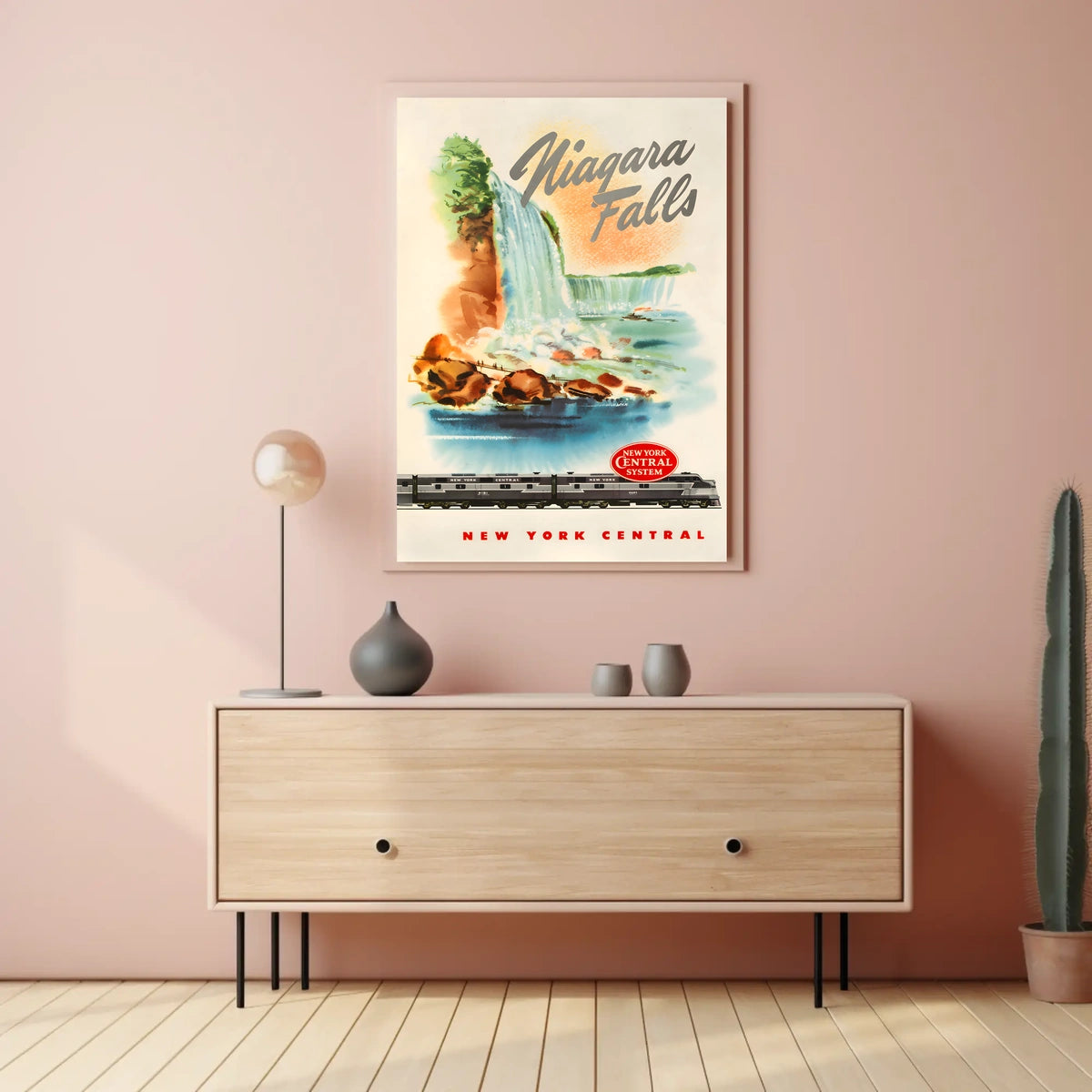 Niagara Falls Travel Adventure Vintage Train Poster