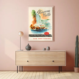 Niagara Falls Travel Adventure Vintage Train Poster