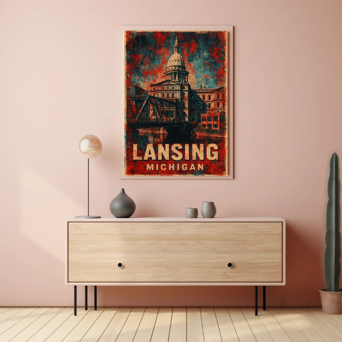 Lansing, Michigan Capitol Art Poster