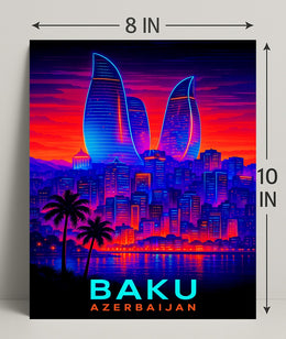Baku Skyline Azerbaijan Poster PosterGoat