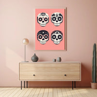 Day of the Dead Sugar Skulls Vibrant Floral Poster