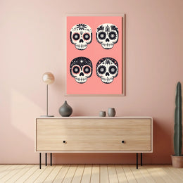 Day of the Dead Sugar Skulls Vibrant Floral Poster
