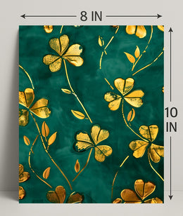 Golden Clovers Luxury Art Print Abstract or Artistic Poster