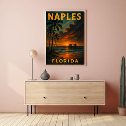 Naples Florida Sunset Poster Wall Art For Coastal Decor