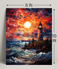Lighthouse At Sunset Poster