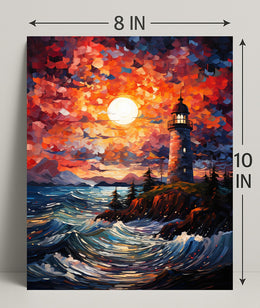 Lighthouse At Sunset Poster