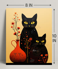 Enigmatic Felines And Floral Harmony Poster