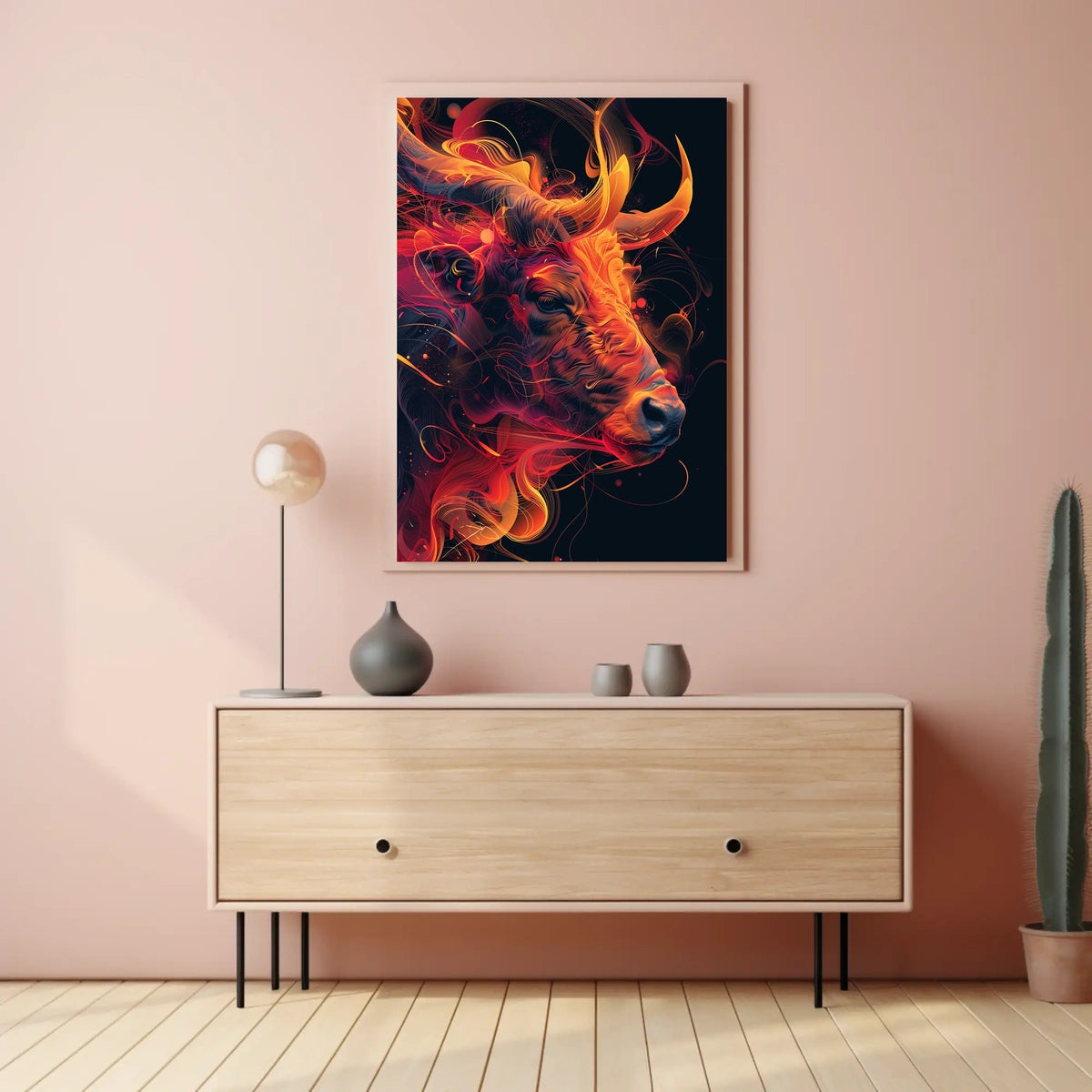 Fiery Bull Abstraction Abstract Poster