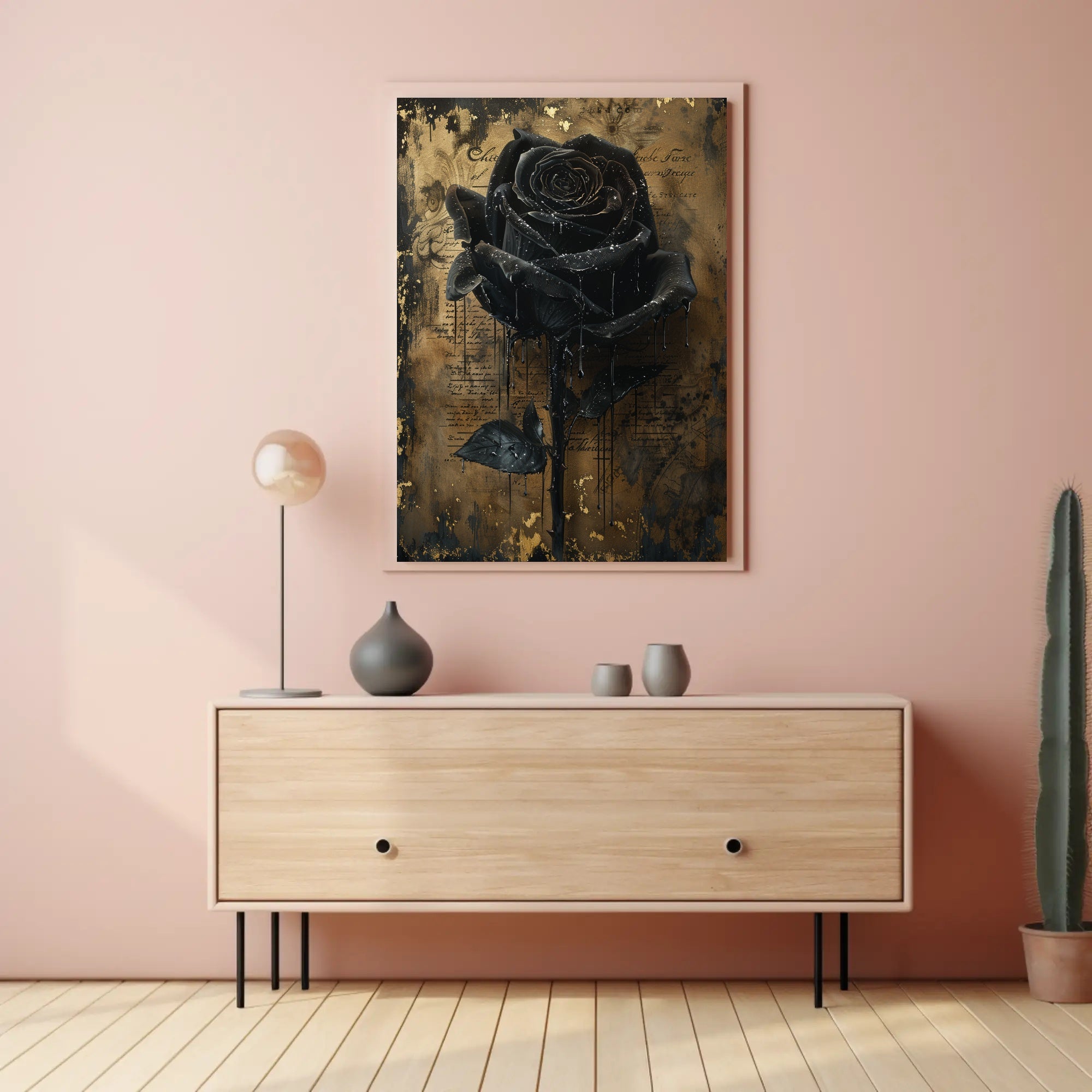 Black Rose Baroque Elegance in Artistic Poster PosterGoat